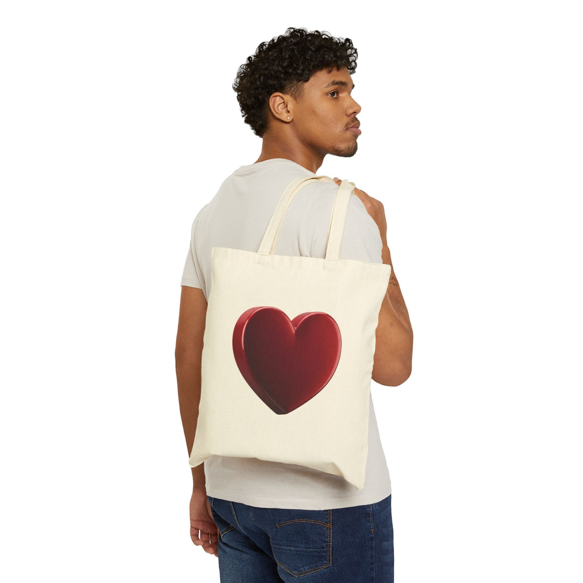 Red heart Cotton Canvas Tote Bag