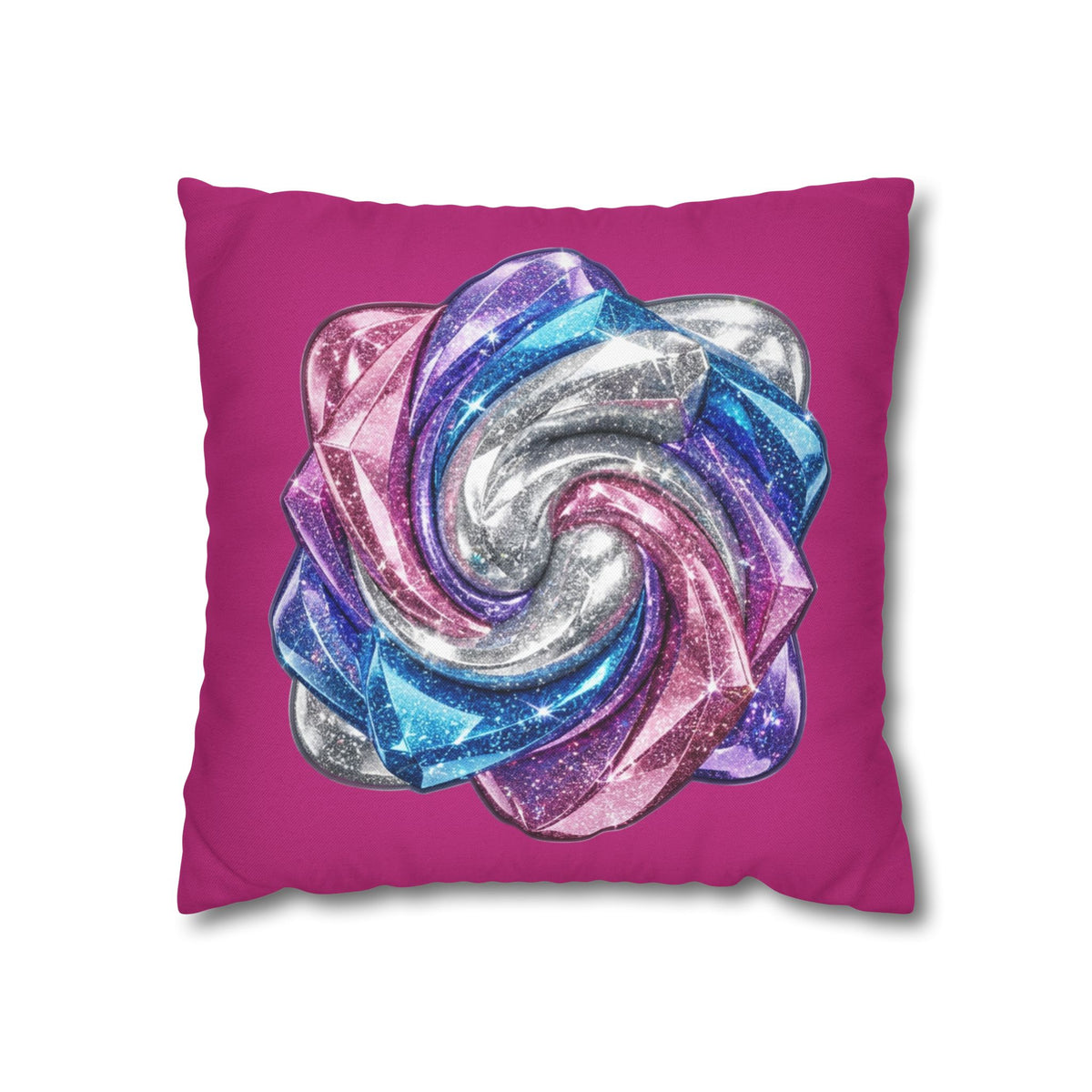 3D Glitter Design Magenta Spun Polyester Square Pillowcase
