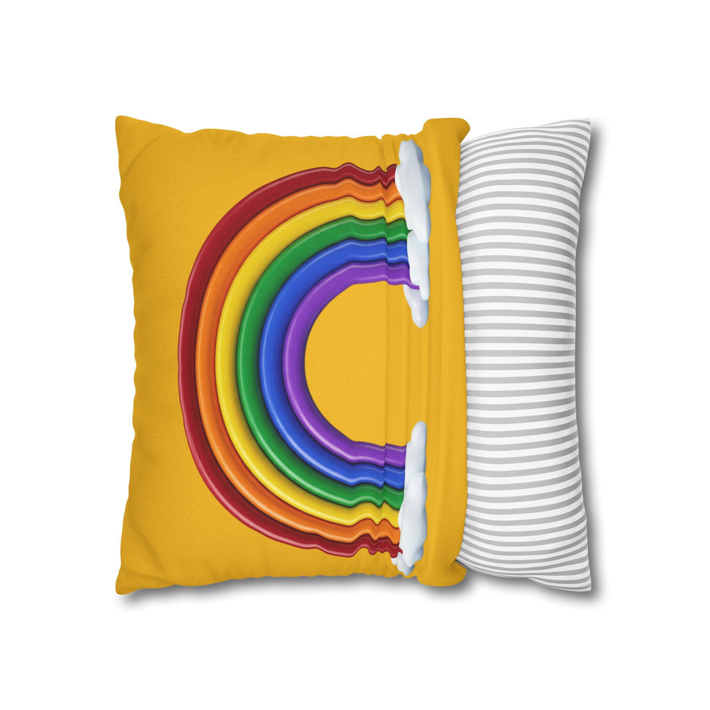 Rainbow Yellow Spun Polyester Square Pillowcase