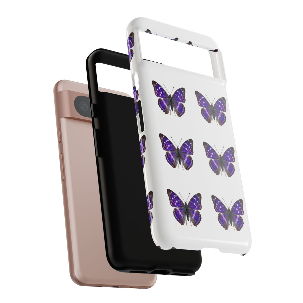 Purple Butterfly Tough Phone Case — Durable Protective iPhone Case with Repeating Butterfly Pattern