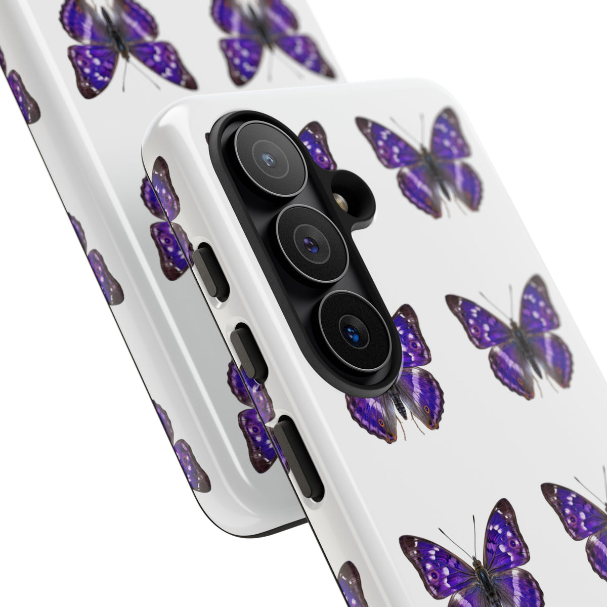 Purple Butterfly Tough Phone Case — Durable Protective iPhone Case with Repeating Butterfly Pattern