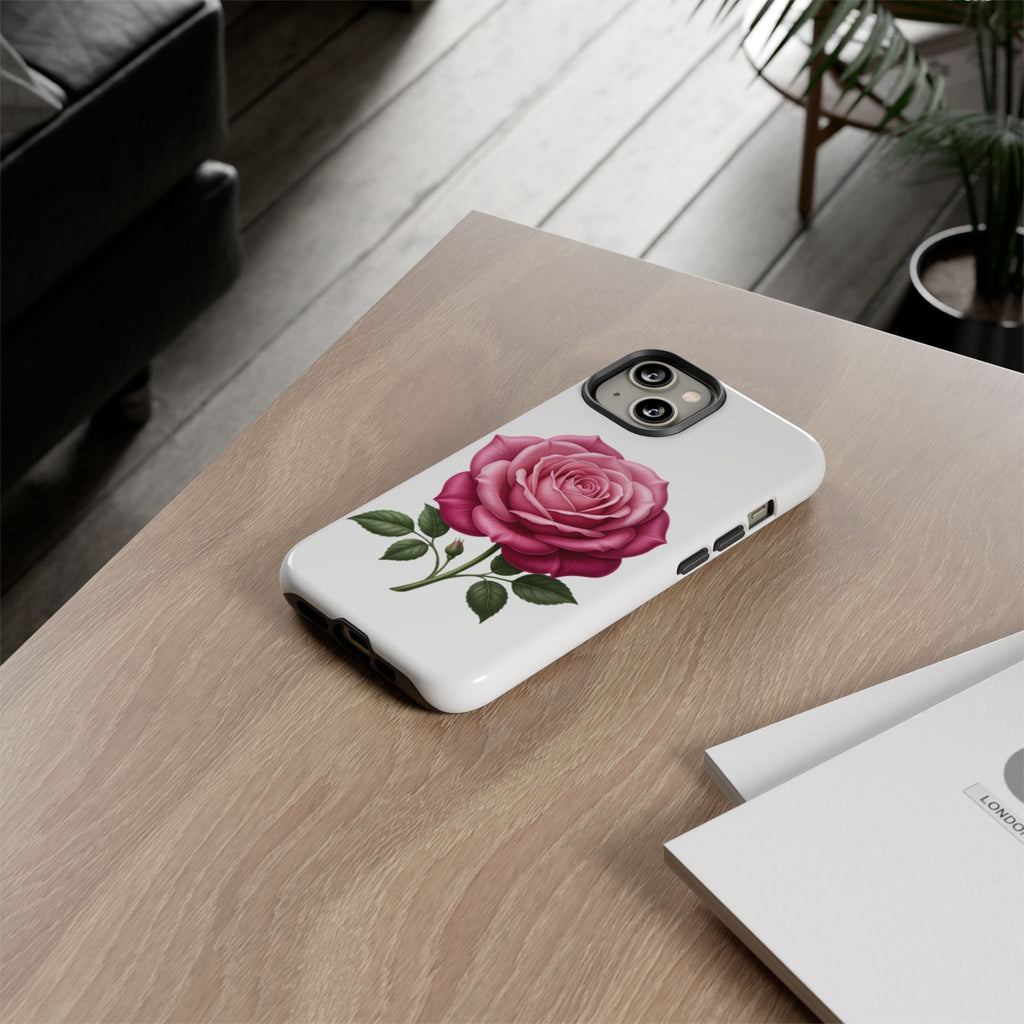Pink Rose Tough Phone Case — Floral Protective iPhone Cover