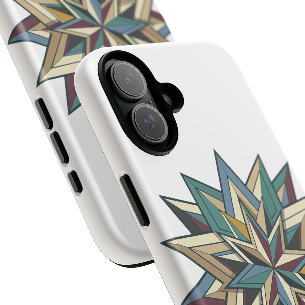 Geometric Star Phone Case — Teal & Earthtone Mandala Design