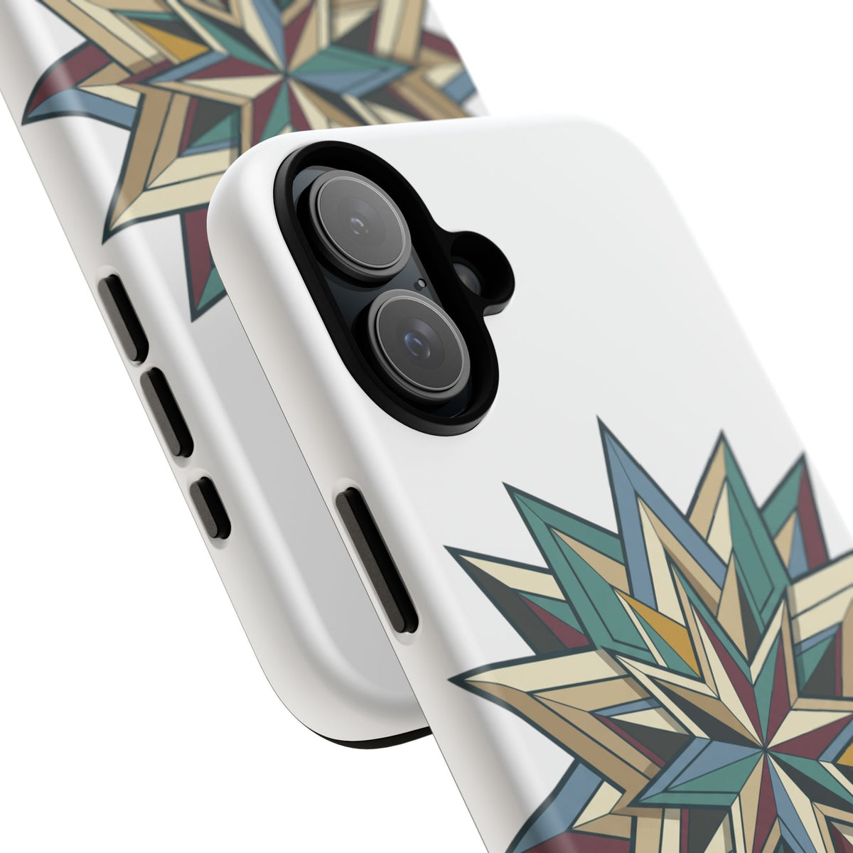 Geometric Star Phone Case — Teal & Earthtone Mandala Design