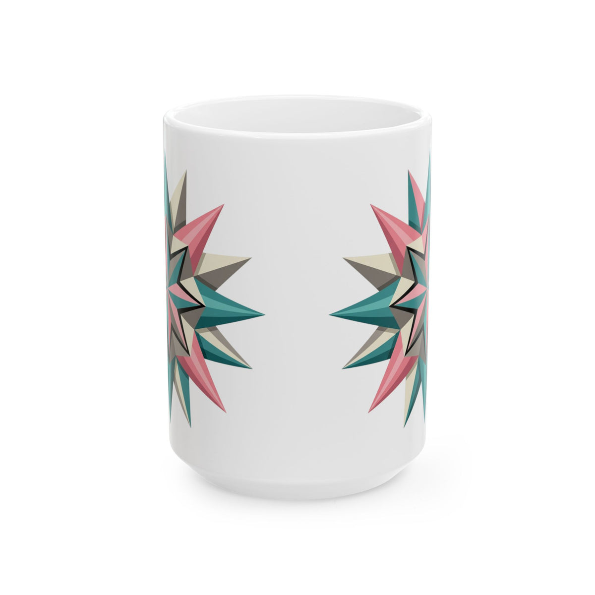 Geometric Starburst Ceramic Mug — Pink & Teal 11oz/15oz