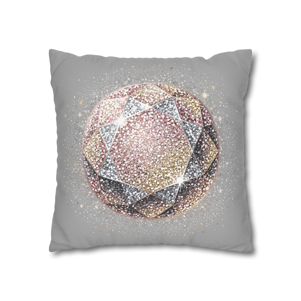 Glittery Light Grey Spun Polyester Square Pillowcase