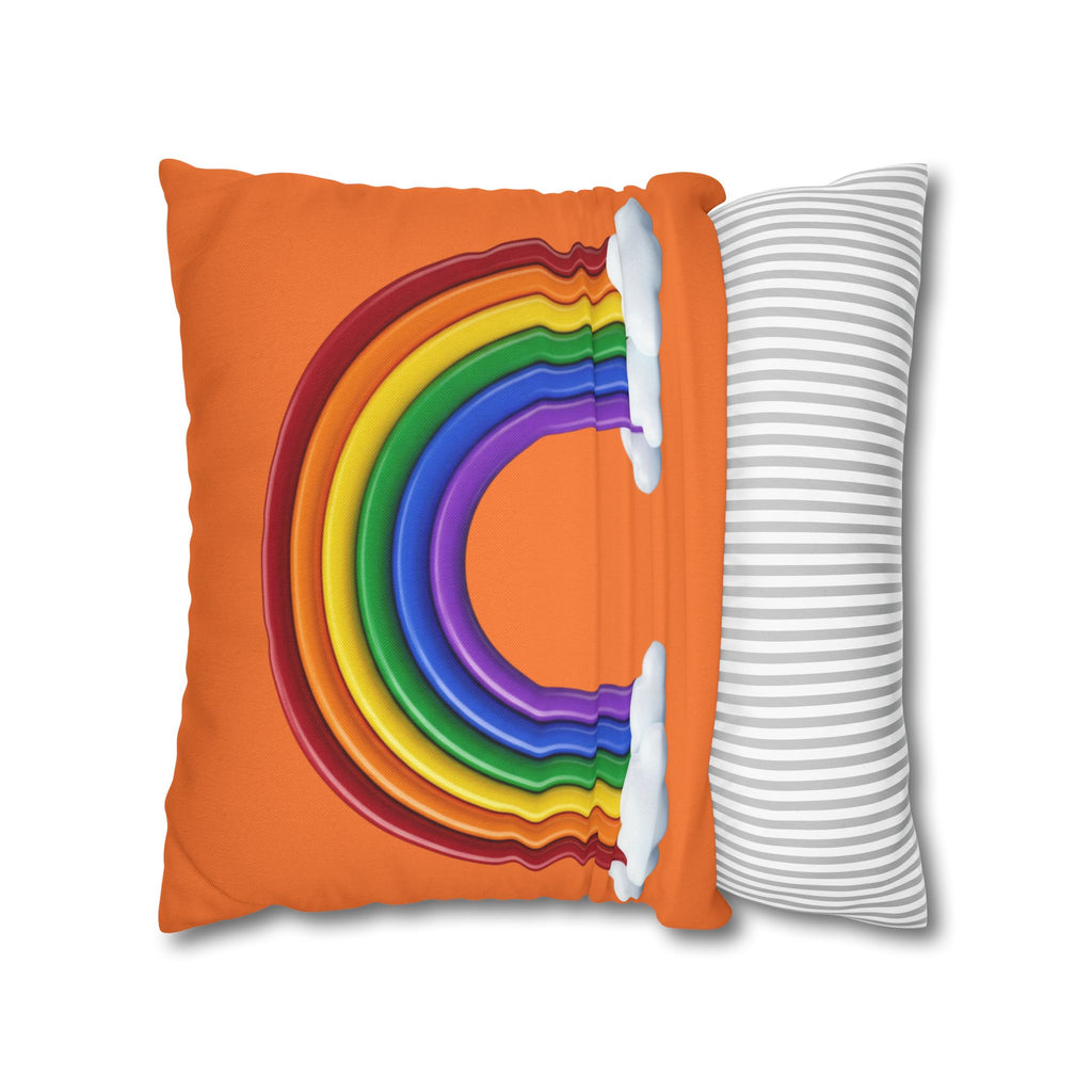 Rainbow Orange Spun Polyester Square Pillowcase
