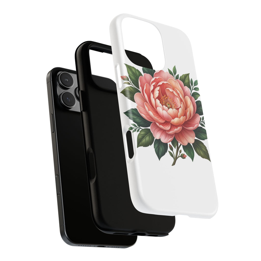 Floral Peony Tough Phone Case — Protective Botanical iPhone Cover