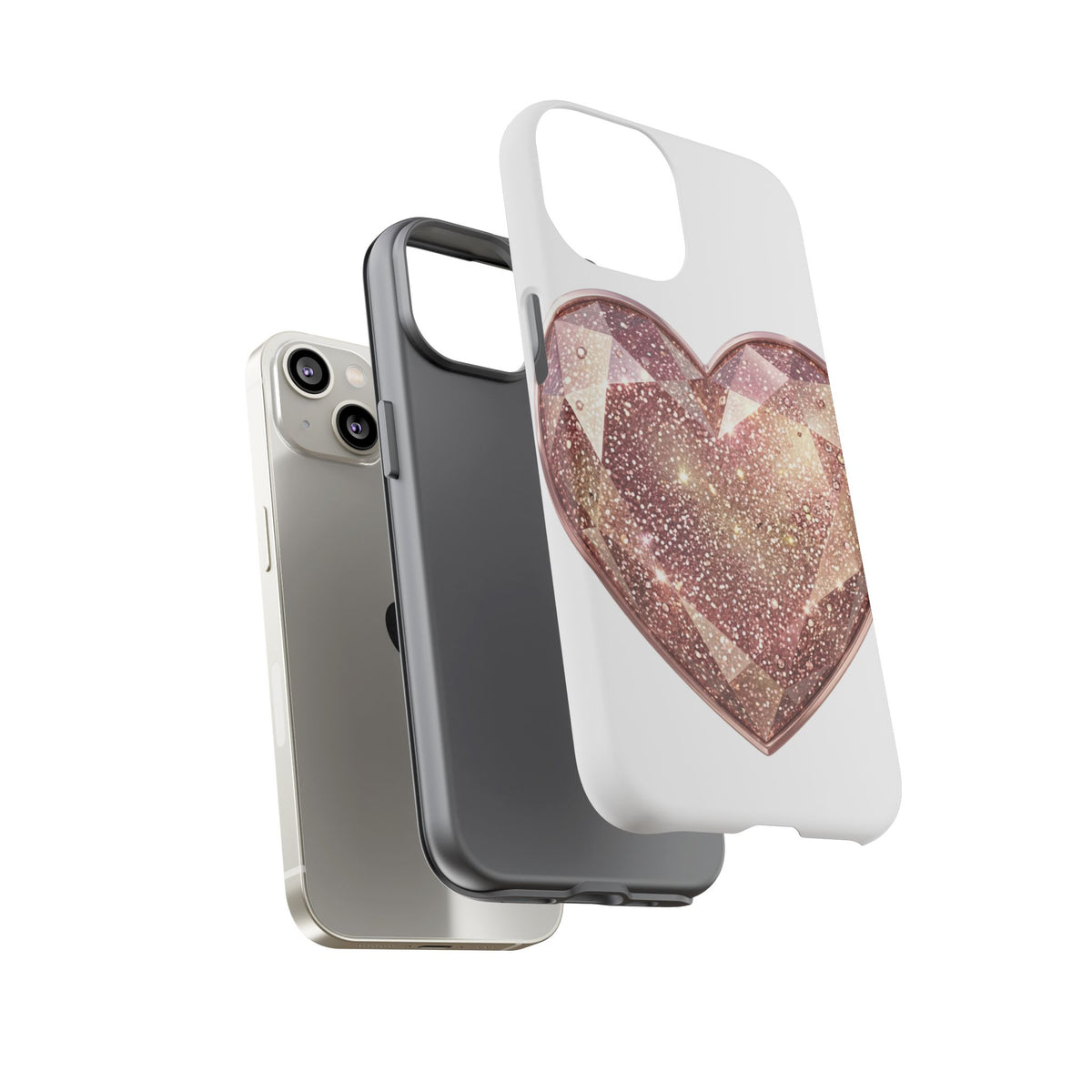 Rose Gold Glitter Crystal Heart Phone Case