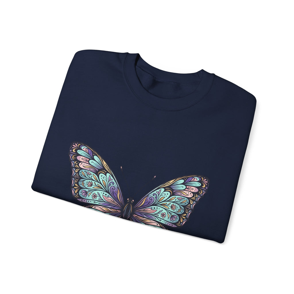 Butterfly Crewneck Sweatshirt – Teal Purple Watercolor Wing Design