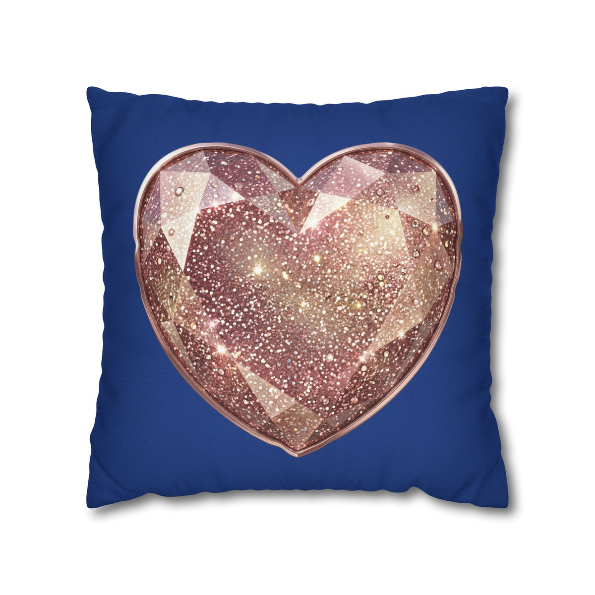 Galaxy Rose Gold Heart Pillowcase — Decorative Square Throw Pillow- Navy