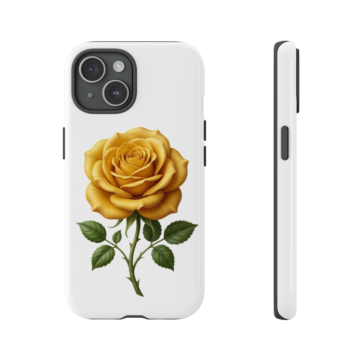 Yellow Rose Phone Case — Vintage Floral Tough Protective Cover