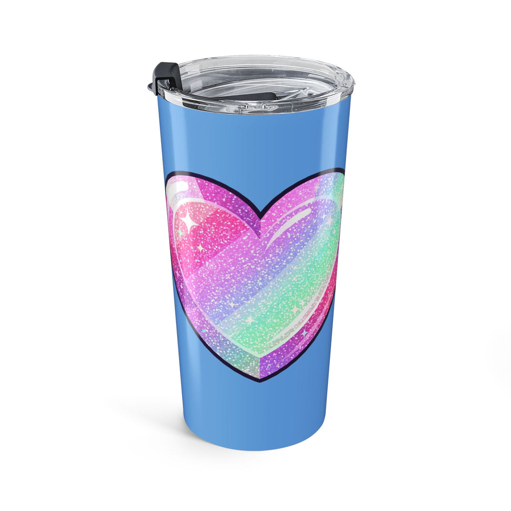 Pastel Glitter Heart Tumbler 20oz- Light Blue