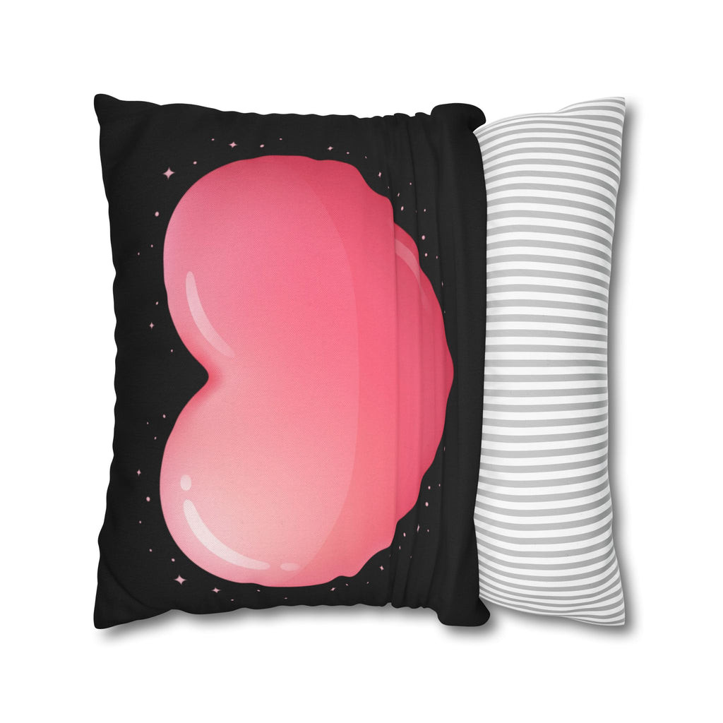Pink Heart Black Spun Polyester Square Pillowcase