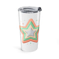 20oz Starburst Tumbler White  — Retro Pastel Star Insulated Travel Cup