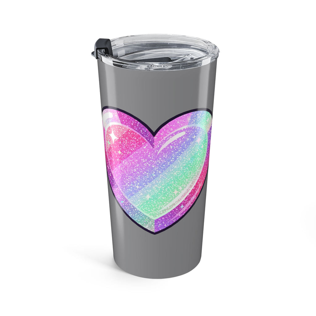 Pastel Glitter Heart Tumbler 20oz- Grey