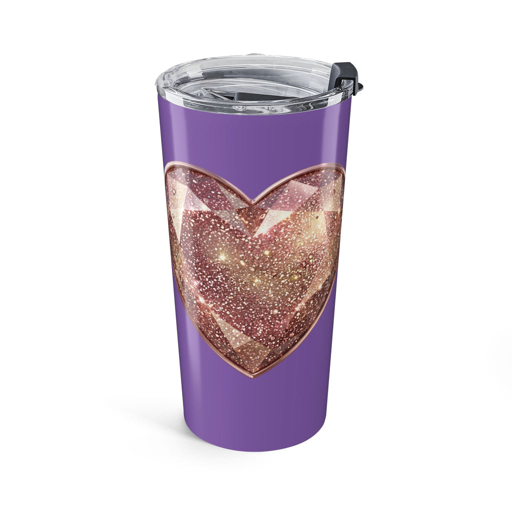 20oz Glitter Heart Tumbler – Light Purple Sparkle Travel Cup