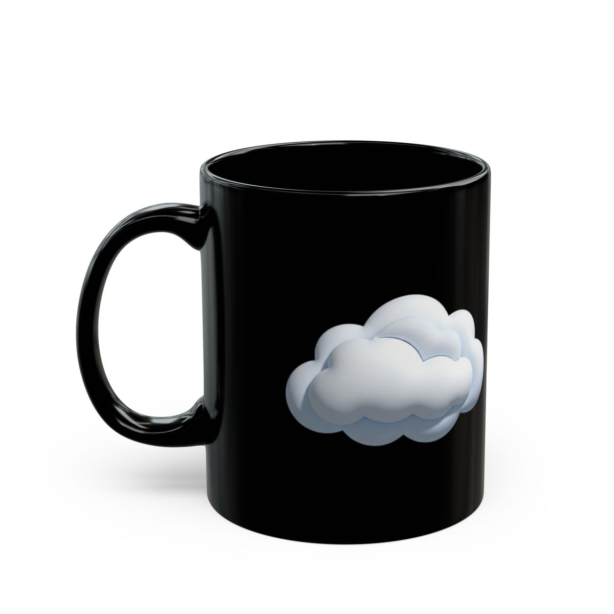 Cloud Icon Black Mug — Cute Minimal Cloud Coffee Cup (11oz/15oz)