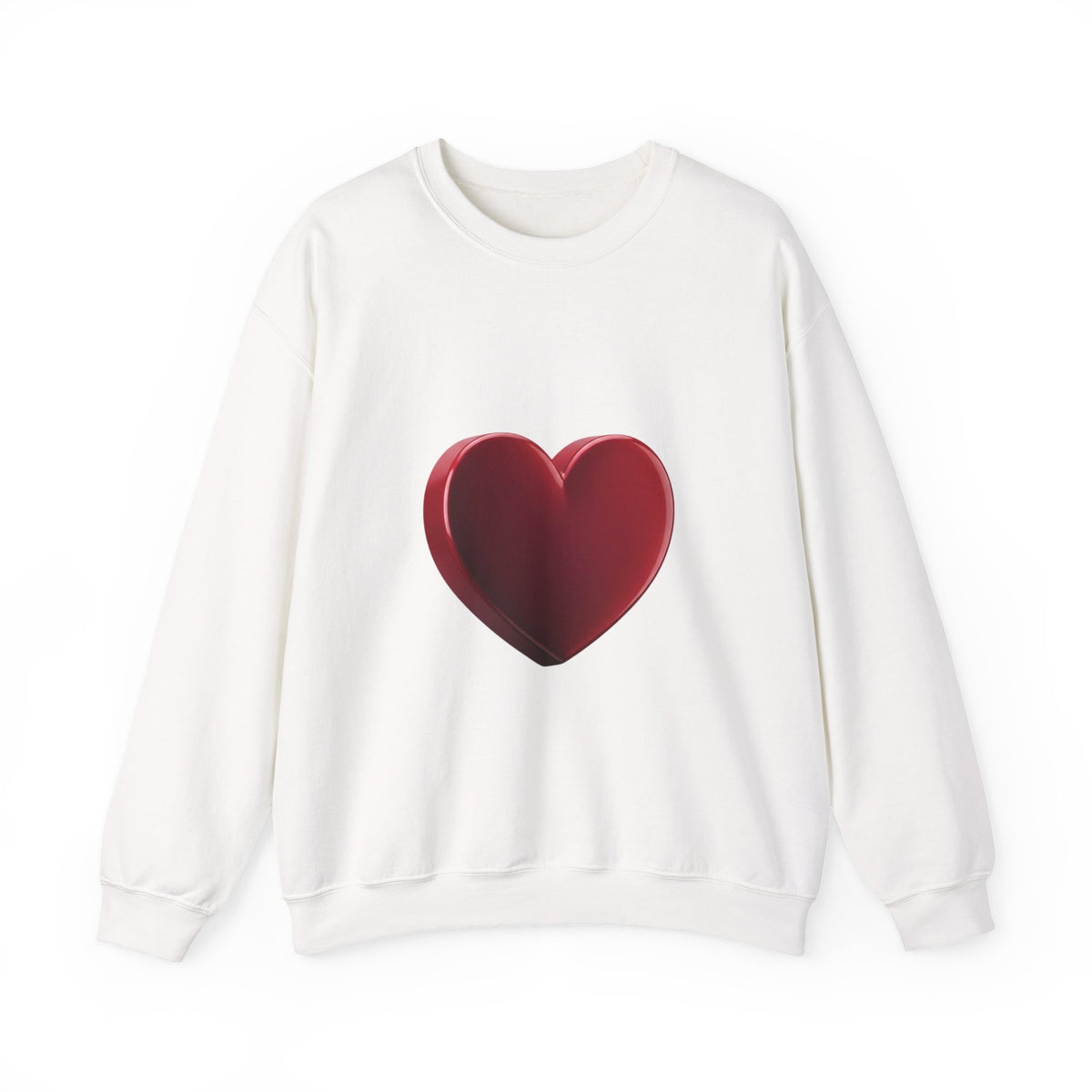 Heart Graphic Sweatshirt — Minimal 3D Red Heart Crewneck for Valentine’s & Everyday Wear