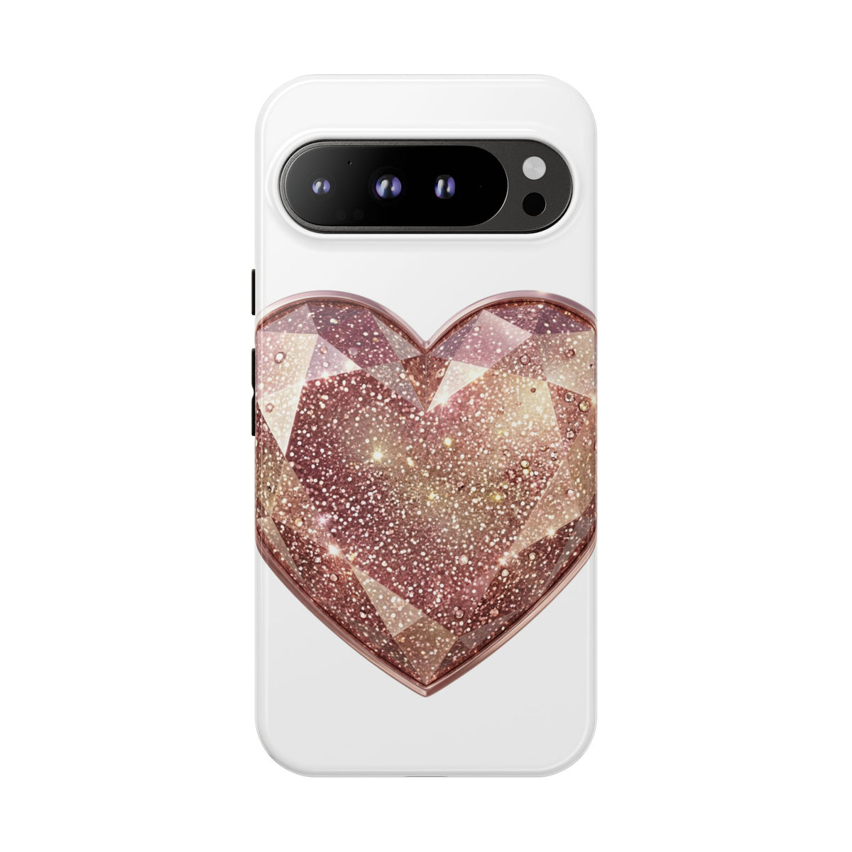 Rose Gold Glitter Crystal Heart Phone Case