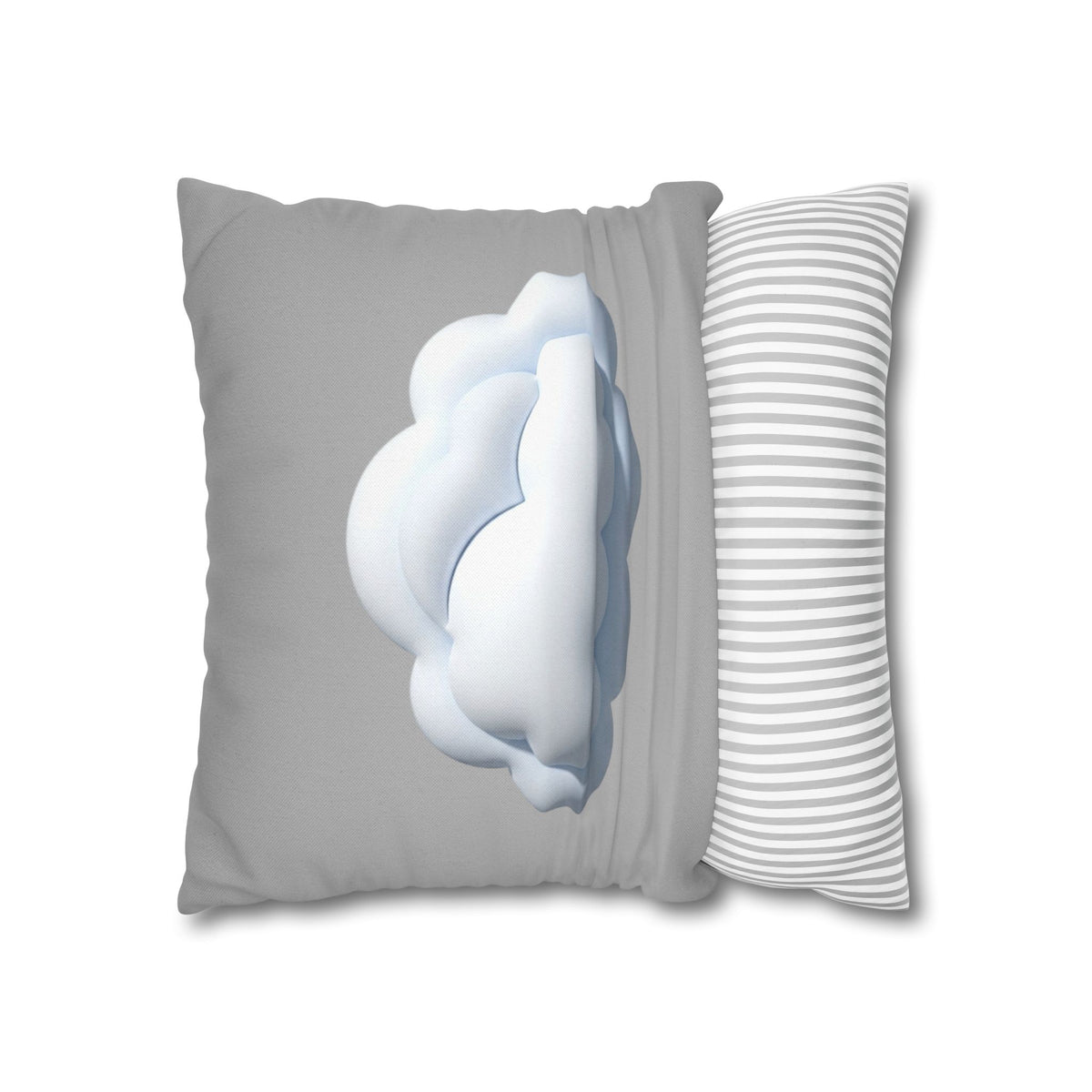 Cloud Throw Pillow Cover — Soft Light Gray Decorative Square Pillowcase
