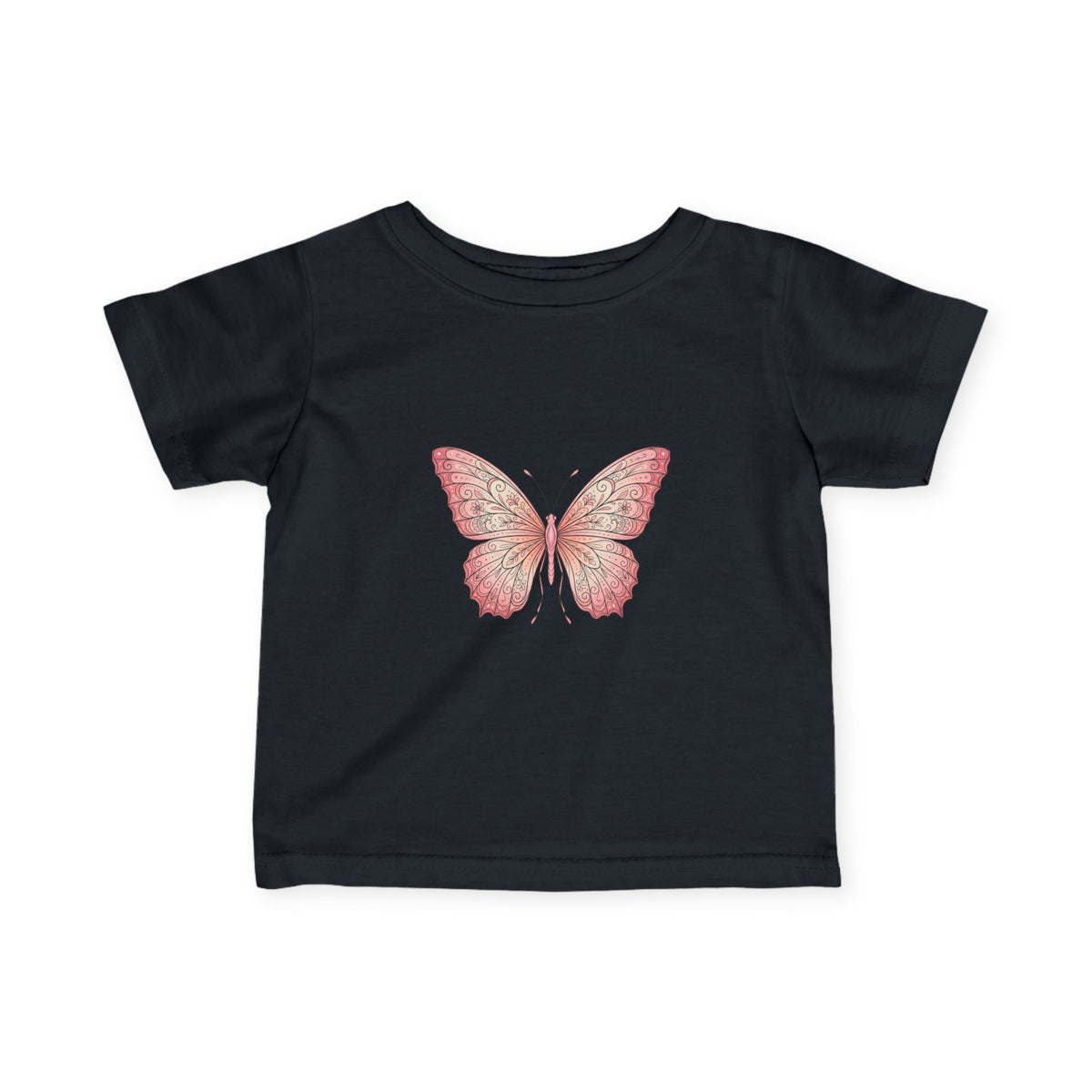 Infant Tee with Pink Watercolor Butterfly — Baby Girl Spring Floral Shirt