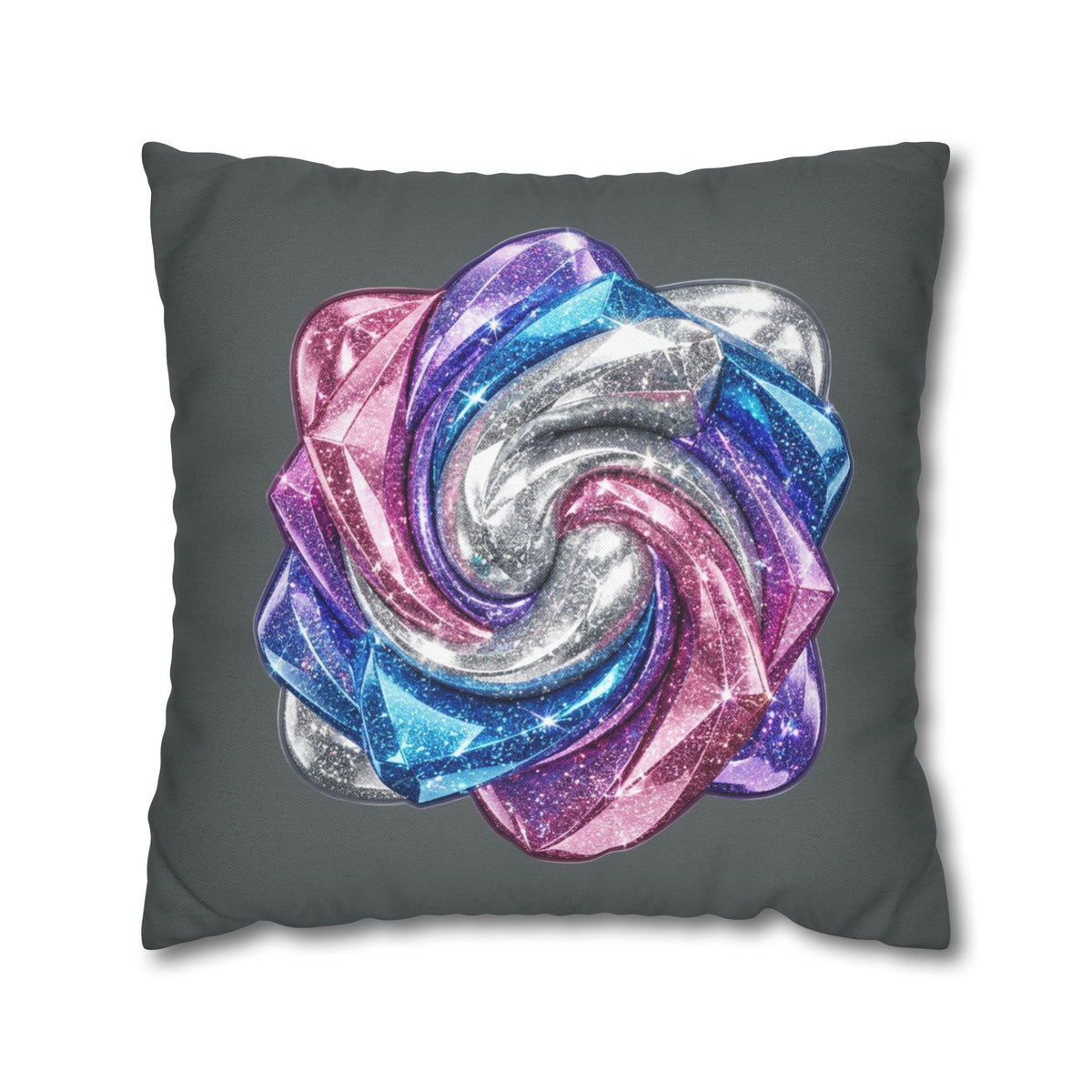 3D Glitter Design Dark Grey Spun Polyester Square Pillowcase
