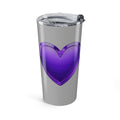 20oz Stainless Tumbler with Purple Heart Design – Insulated Travel Cup- Grey