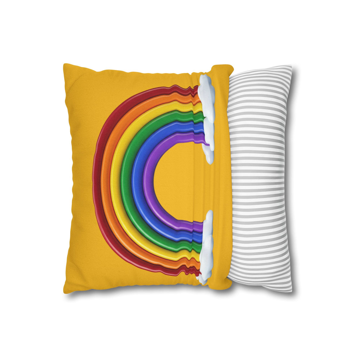 Rainbow Yellow Spun Polyester Square Pillowcase