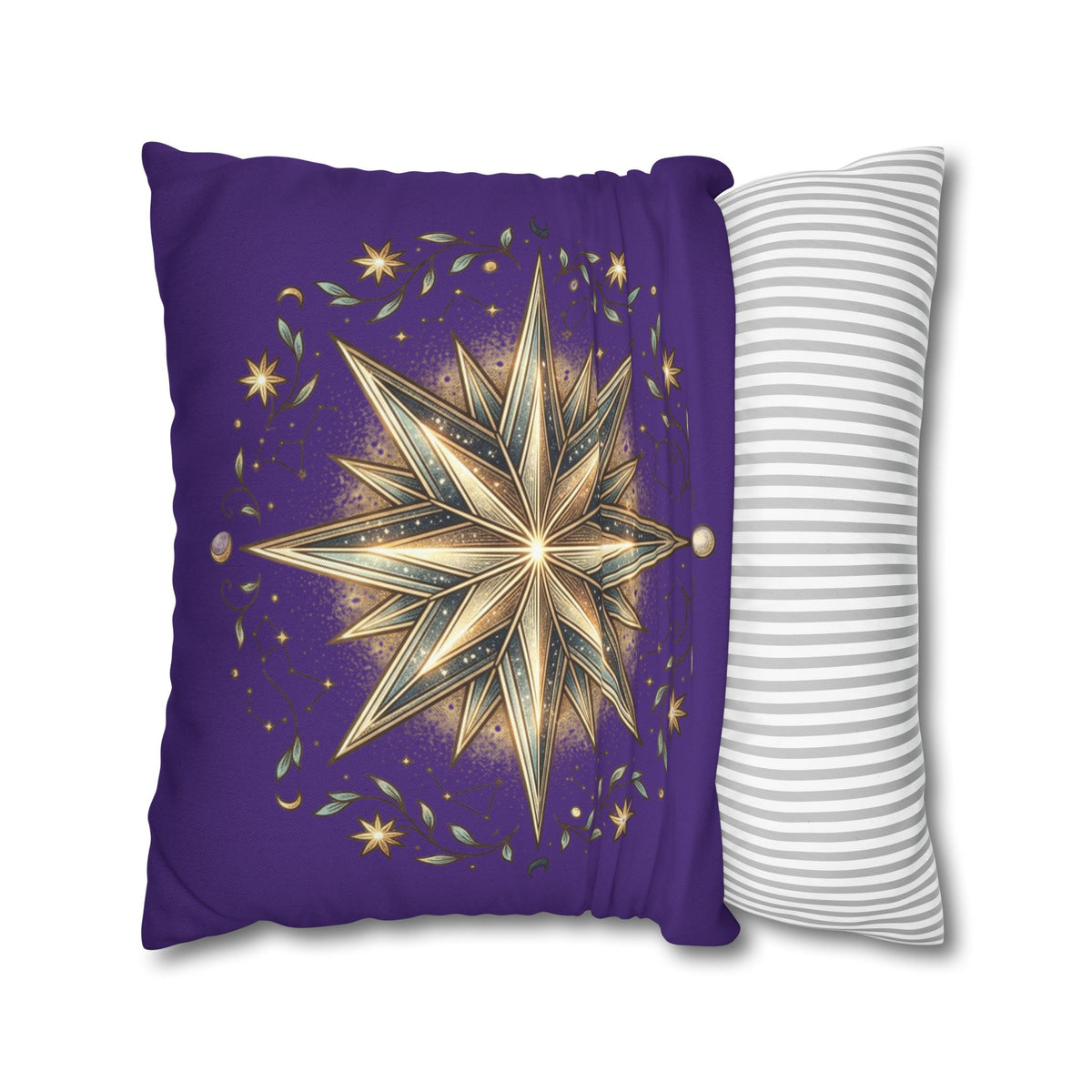 Star Print Dark Purple Spun Polyester Square Pillowcase