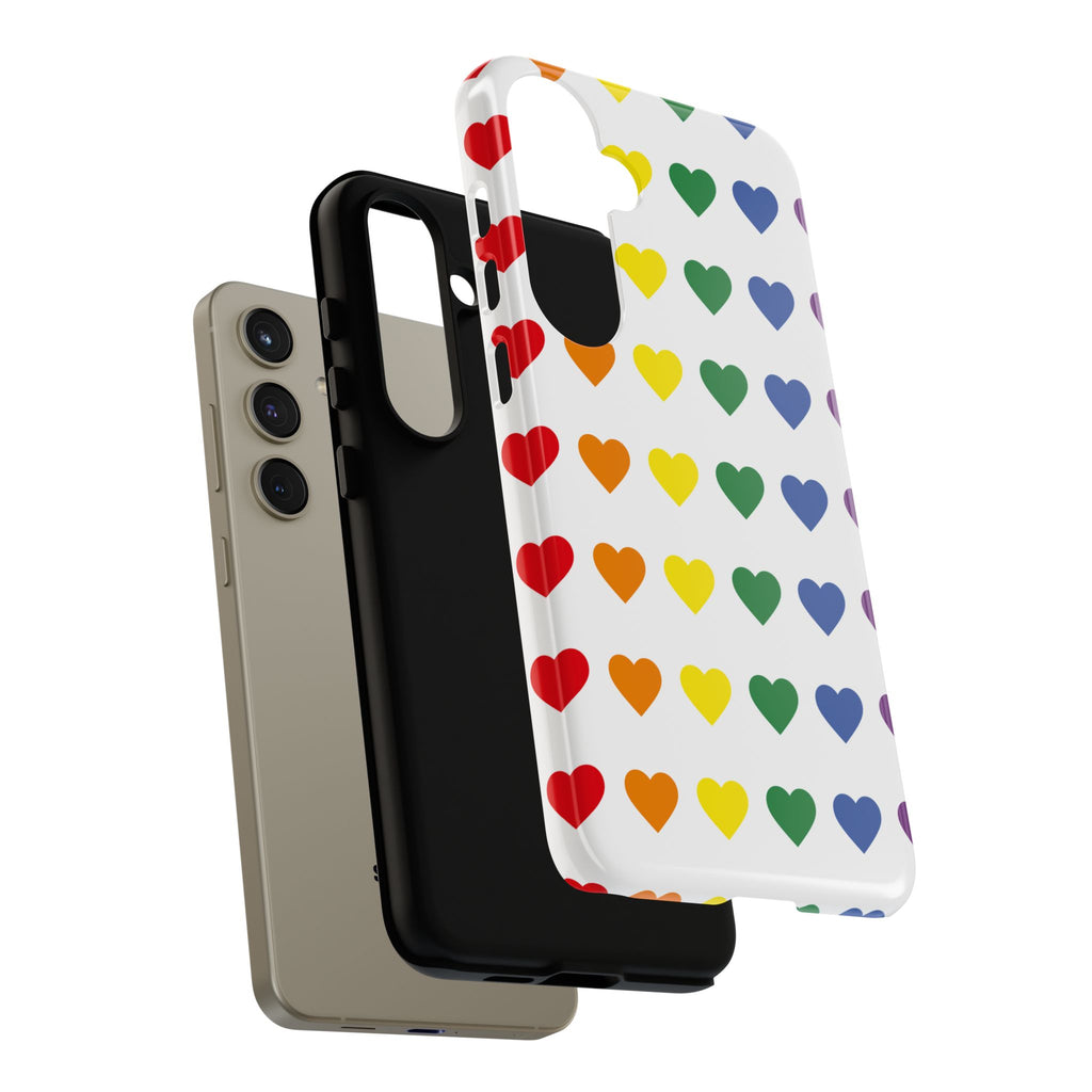 Rainbow Heart Tough Phone Case — Pride Pattern Protective Cover