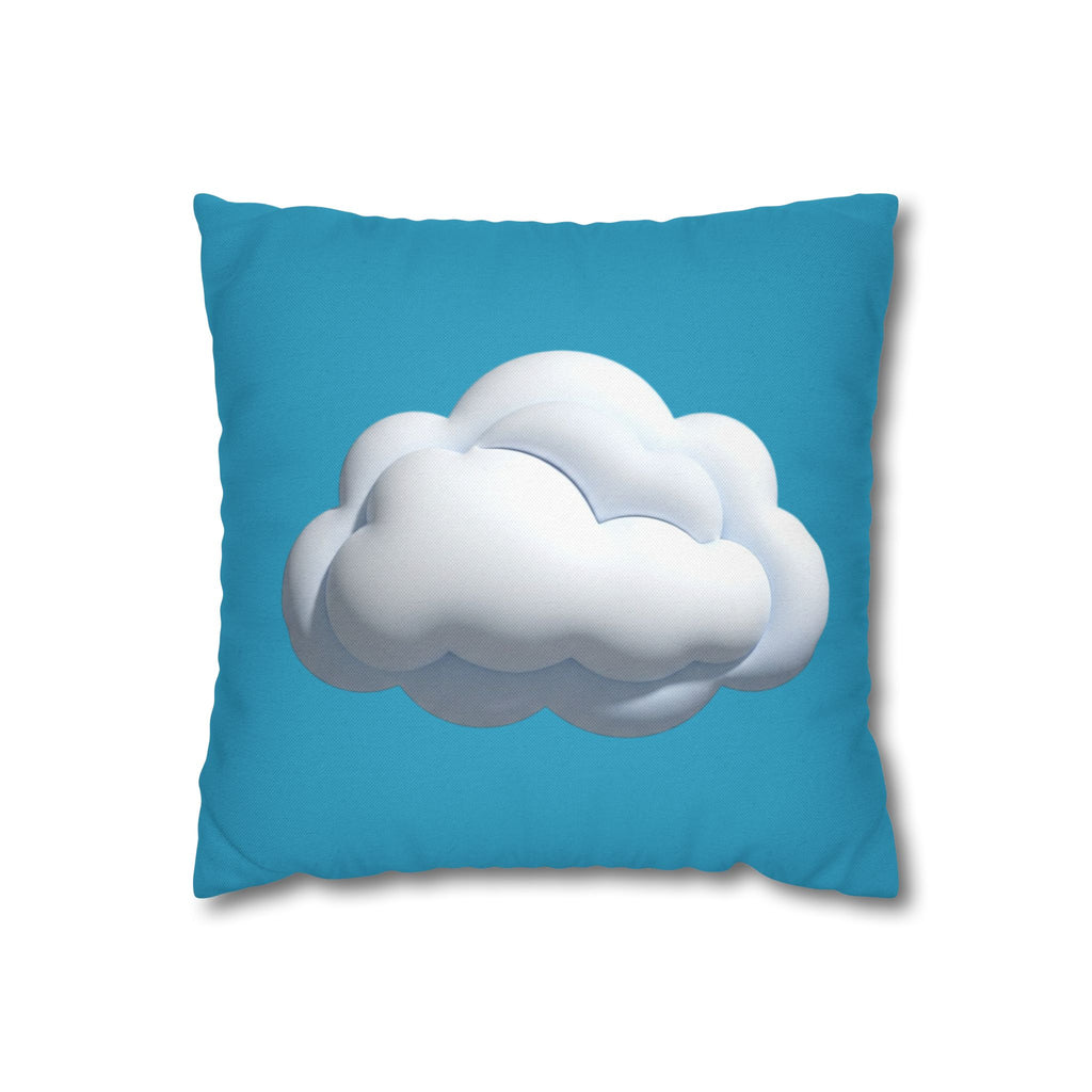 Cloud Print Turquoise Pillowcase – Cute White Cloud on Blue Decorative Throw Pillow Cover