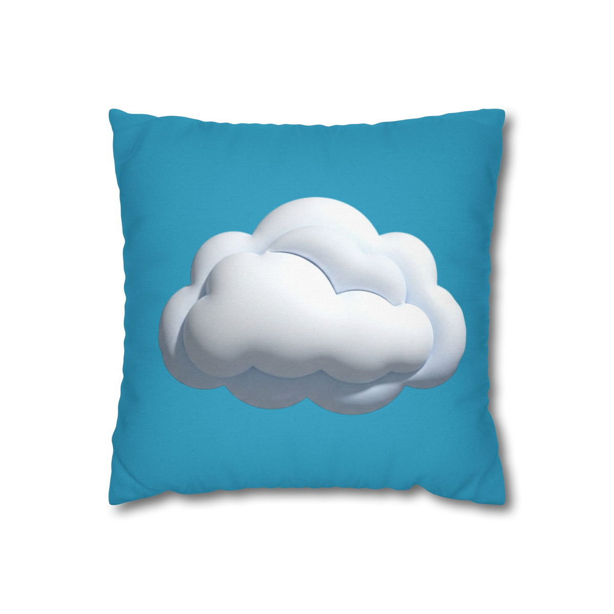 Cloud Print Turquoise Pillowcase – Cute White Cloud on Blue Decorative Throw Pillow Cover