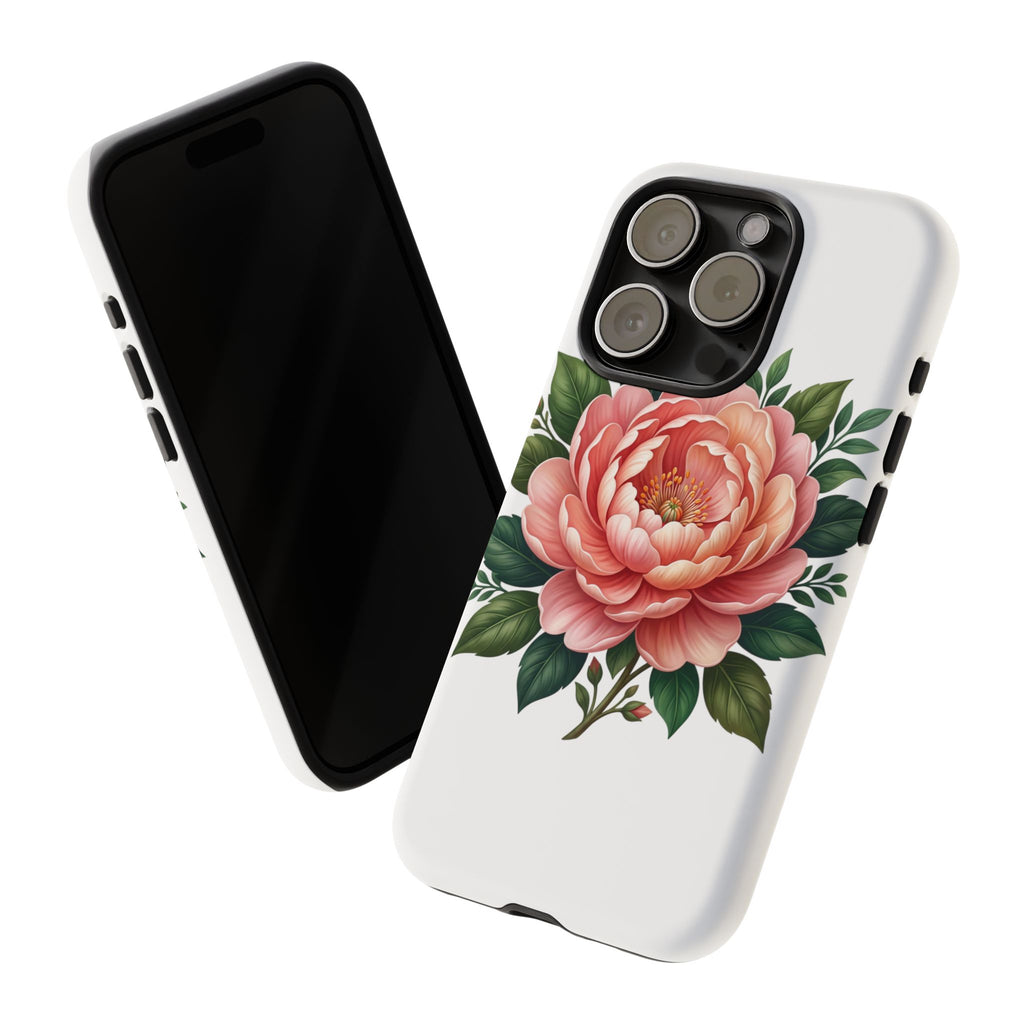 Floral Peony Tough Phone Case — Protective Botanical iPhone Cover