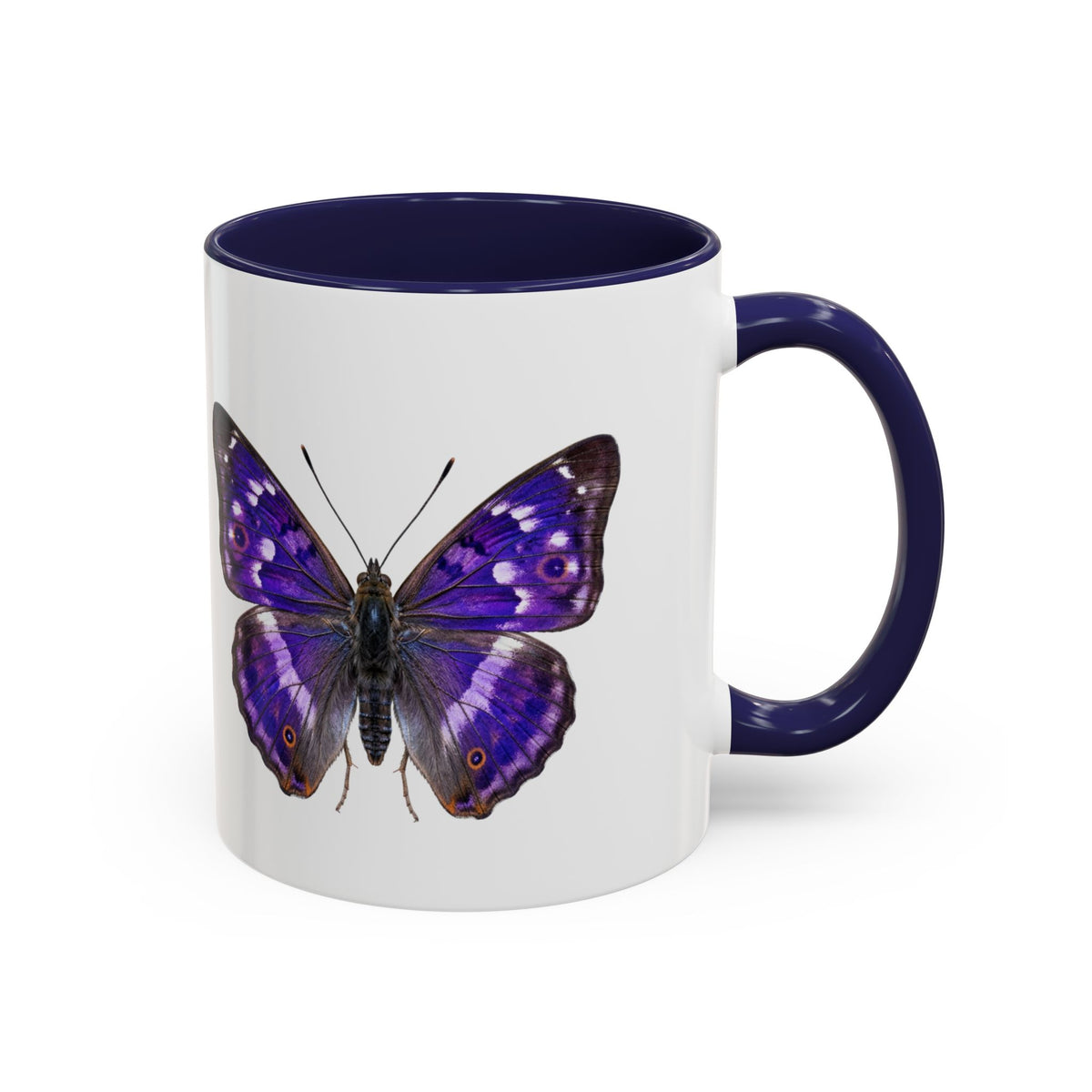 Purple Butterfly Accent Coffee Mug – Elegant Floral Butterfly Ceramic Cup
