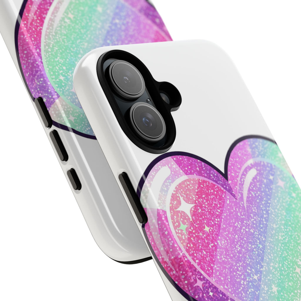 Pastel Glitter Heart Tough Phone Case — Cute Protective Phone Cover