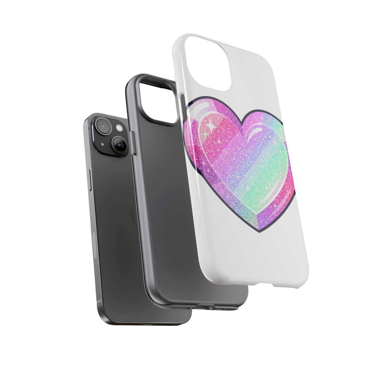 Pastel Glitter Heart Tough Phone Case — Cute Protective Phone Cover
