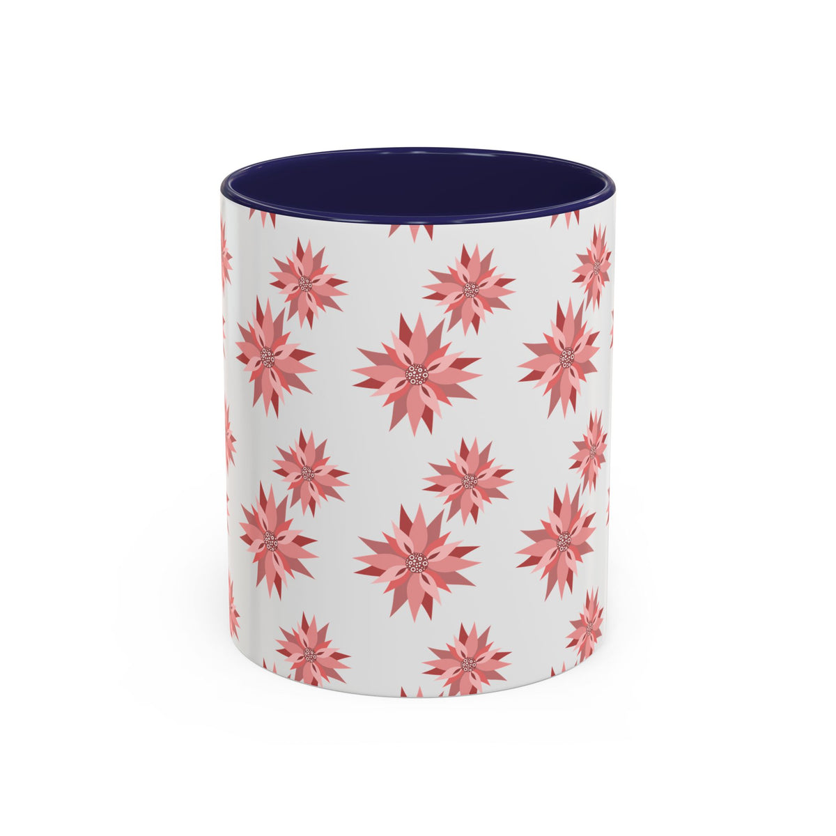 Pink Geometric Floral Accent Coffee Mug — 11/15oz