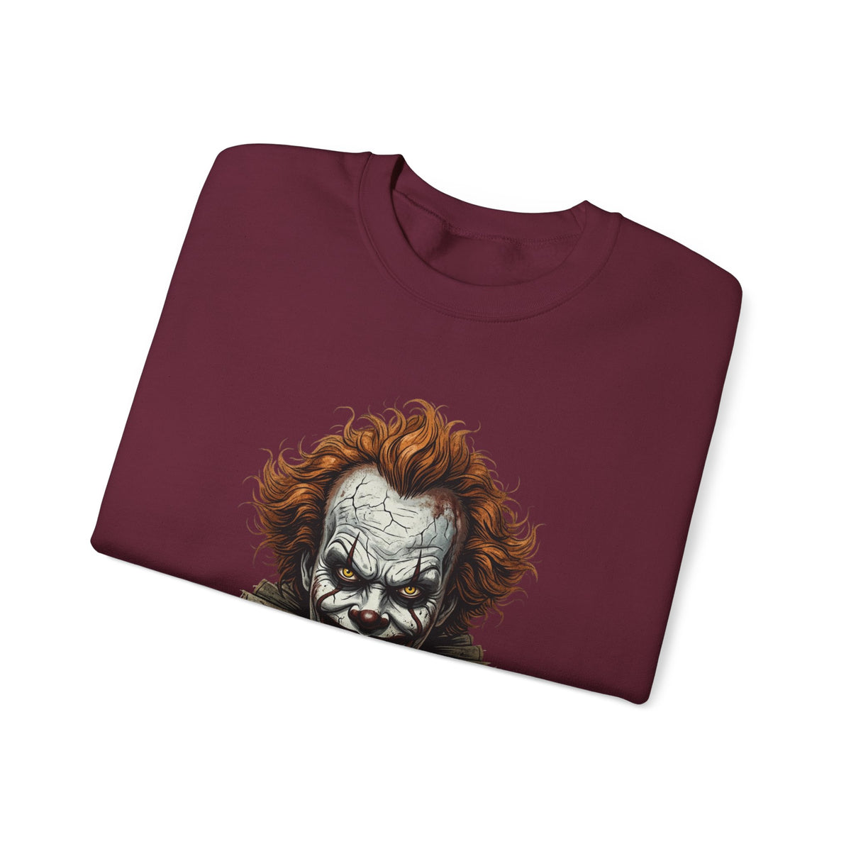 Creepy Clown Crewneck Sweatshirt – Horror Movie Inspired Graphic