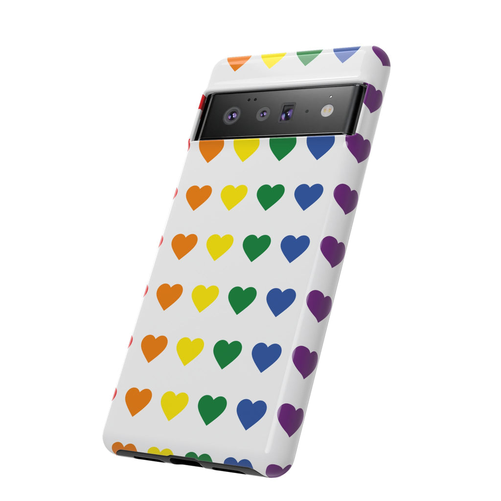 Rainbow Heart Tough Phone Case — Pride Pattern Protective Cover
