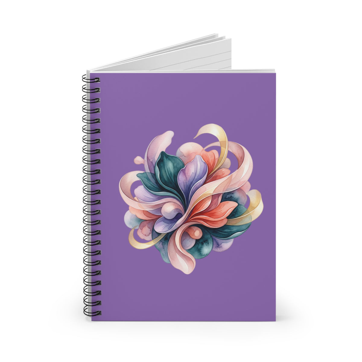 Floral Swirl Spiral Notebook — Purple Artistic Journal for Notes & Sketches