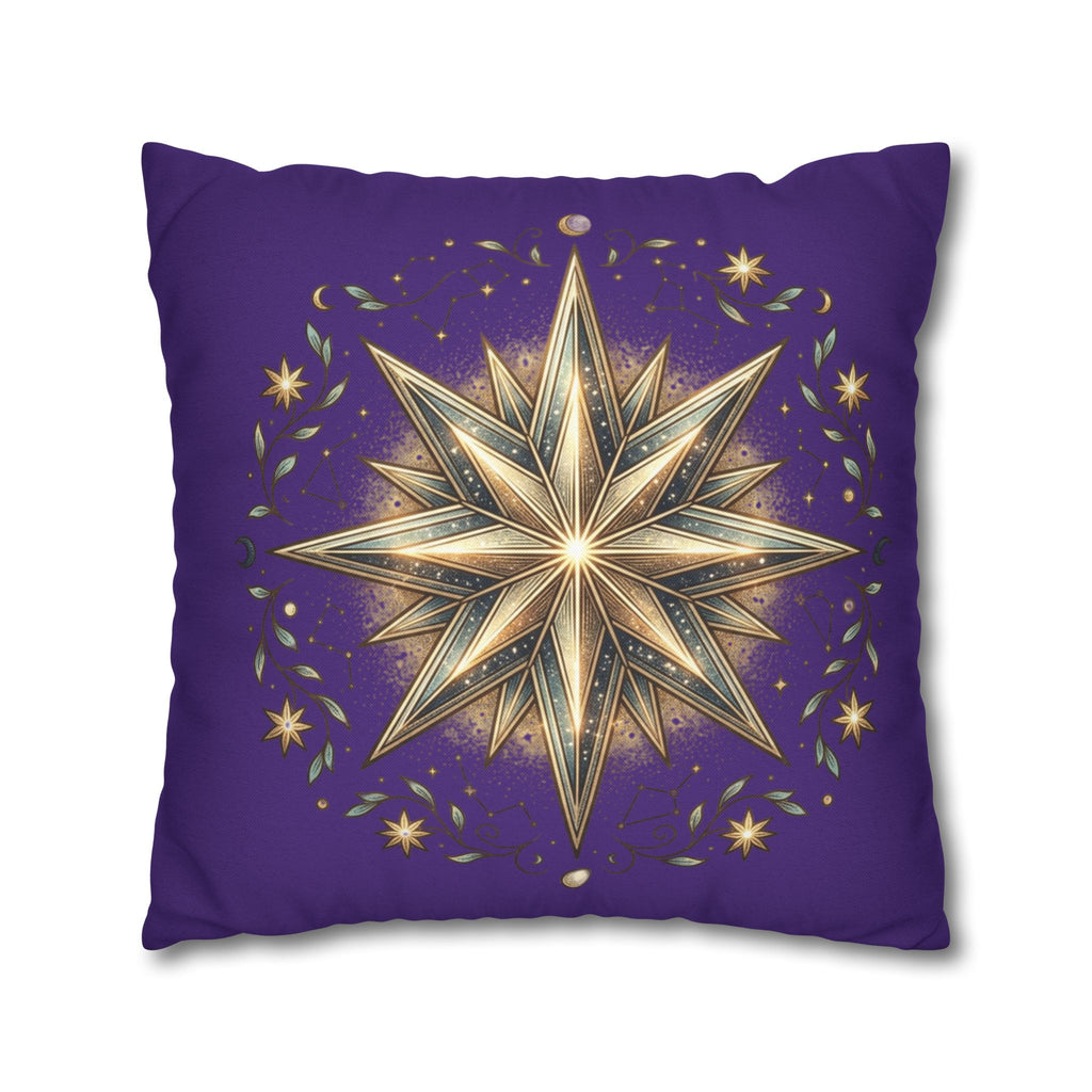 Star Print Dark Purple Spun Polyester Square Pillowcase