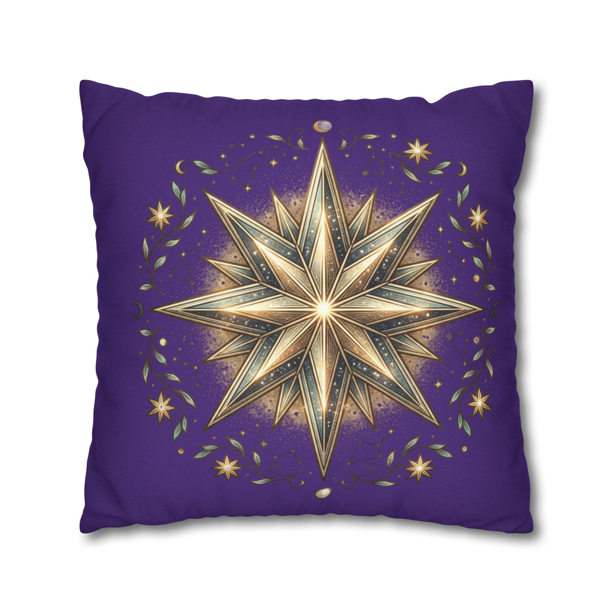 Star Print Dark Purple Spun Polyester Square Pillowcase