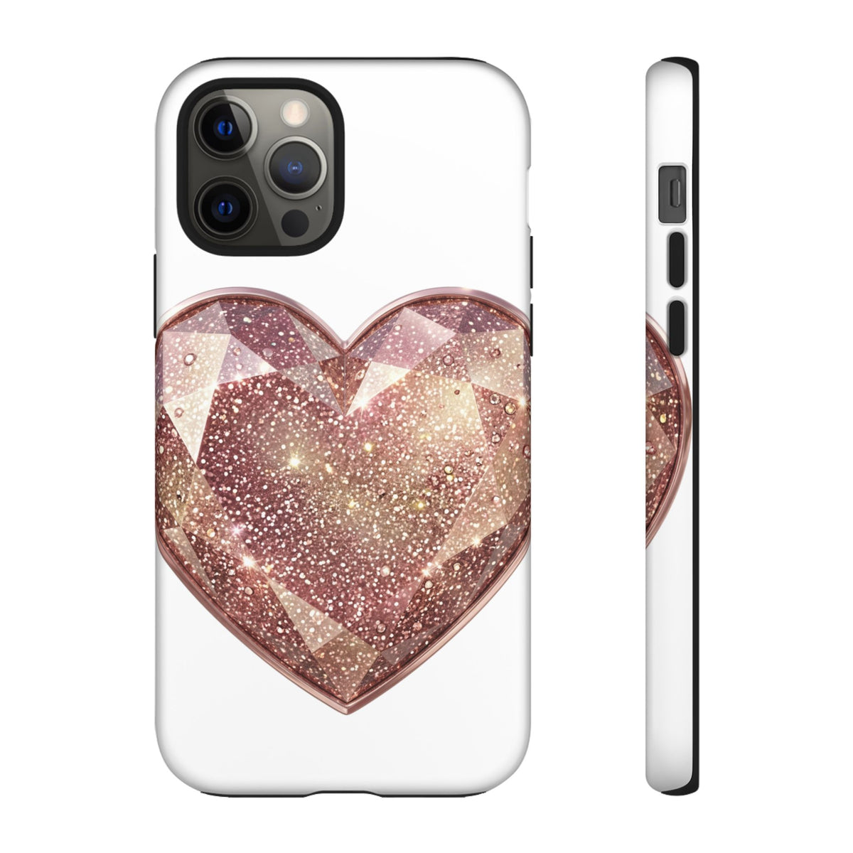 Rose Gold Glitter Crystal Heart Phone Case