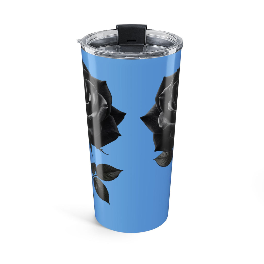 Black Rose 20oz Tumbler — Light Blue Floral Travel Mug
