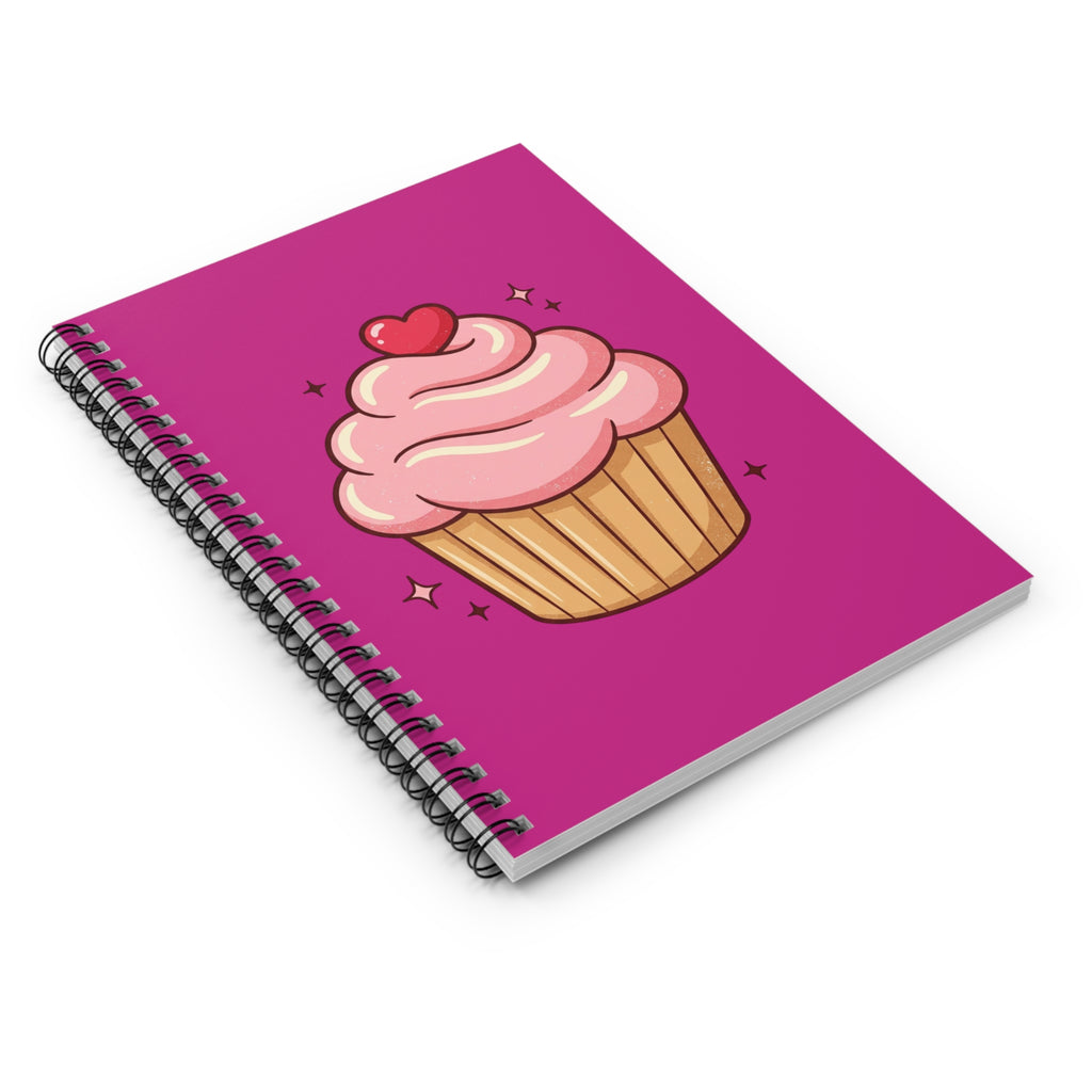 Pink Cupcake Spiral Notebook - Ruled Line- Magenta