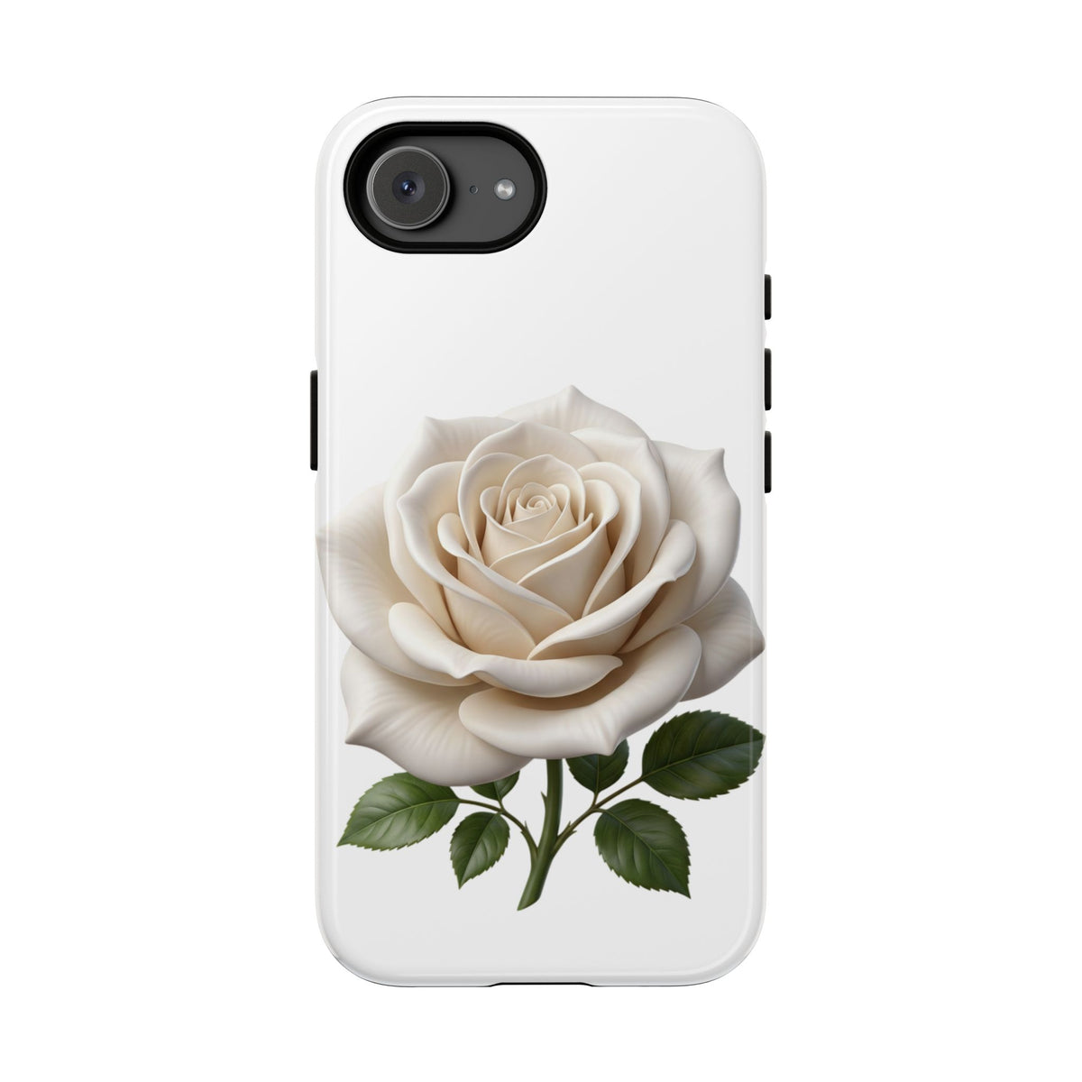 White Rose Tough Phone Case – Elegant Floral Protective Cover
