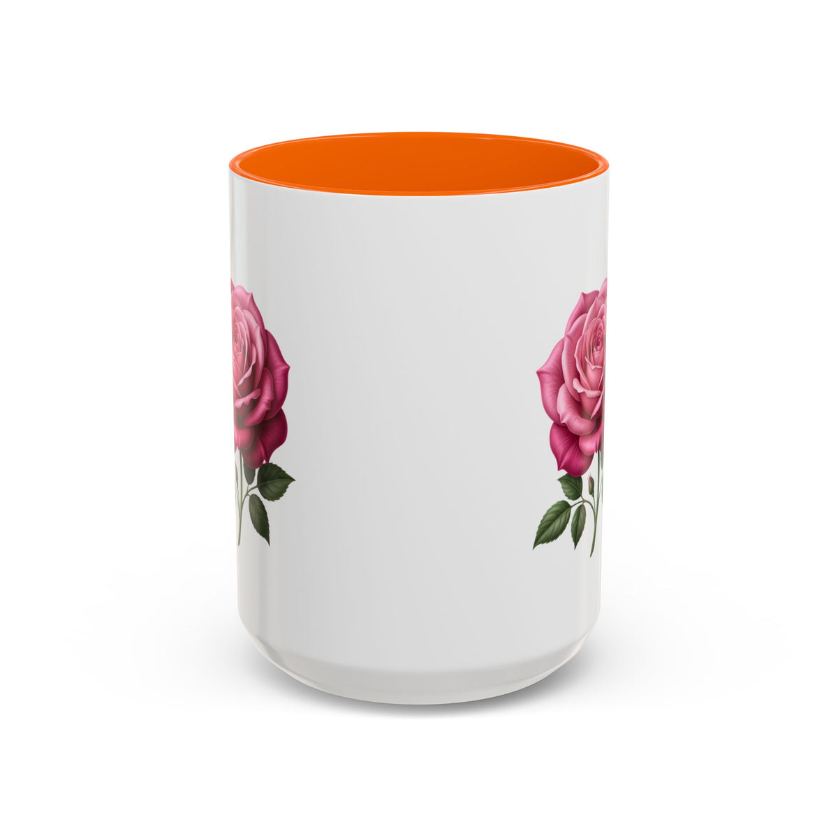Pink Rose Accent Coffee Mug — Floral Tea & Coffee Cup (11/15 oz)