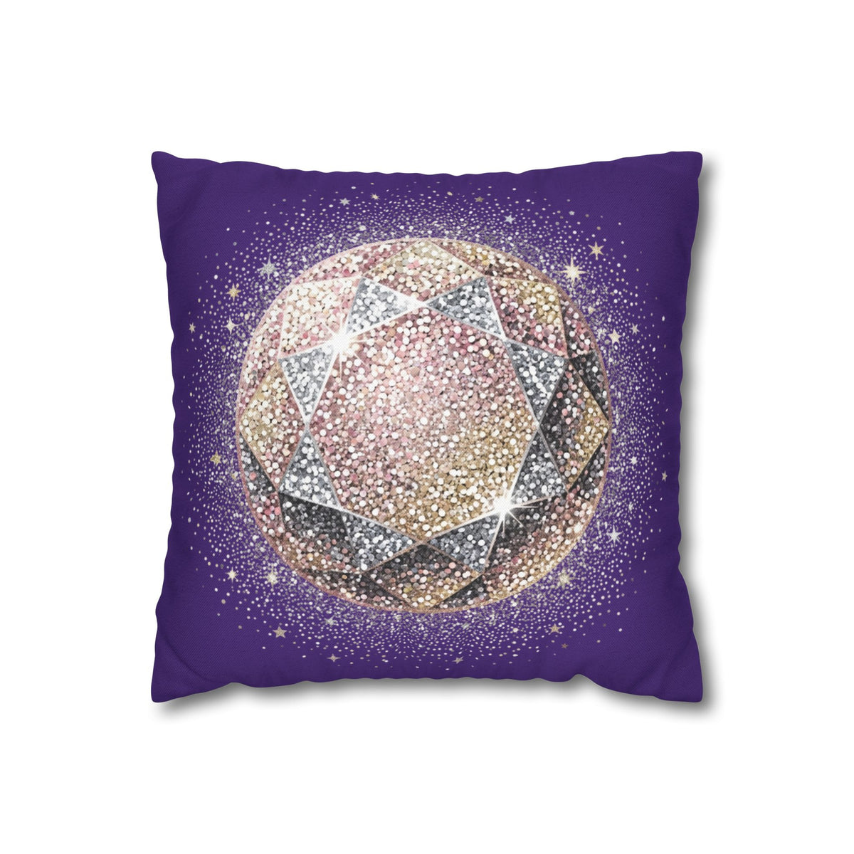 Glittery Dark Purple Spun Polyester Square Pillowcase