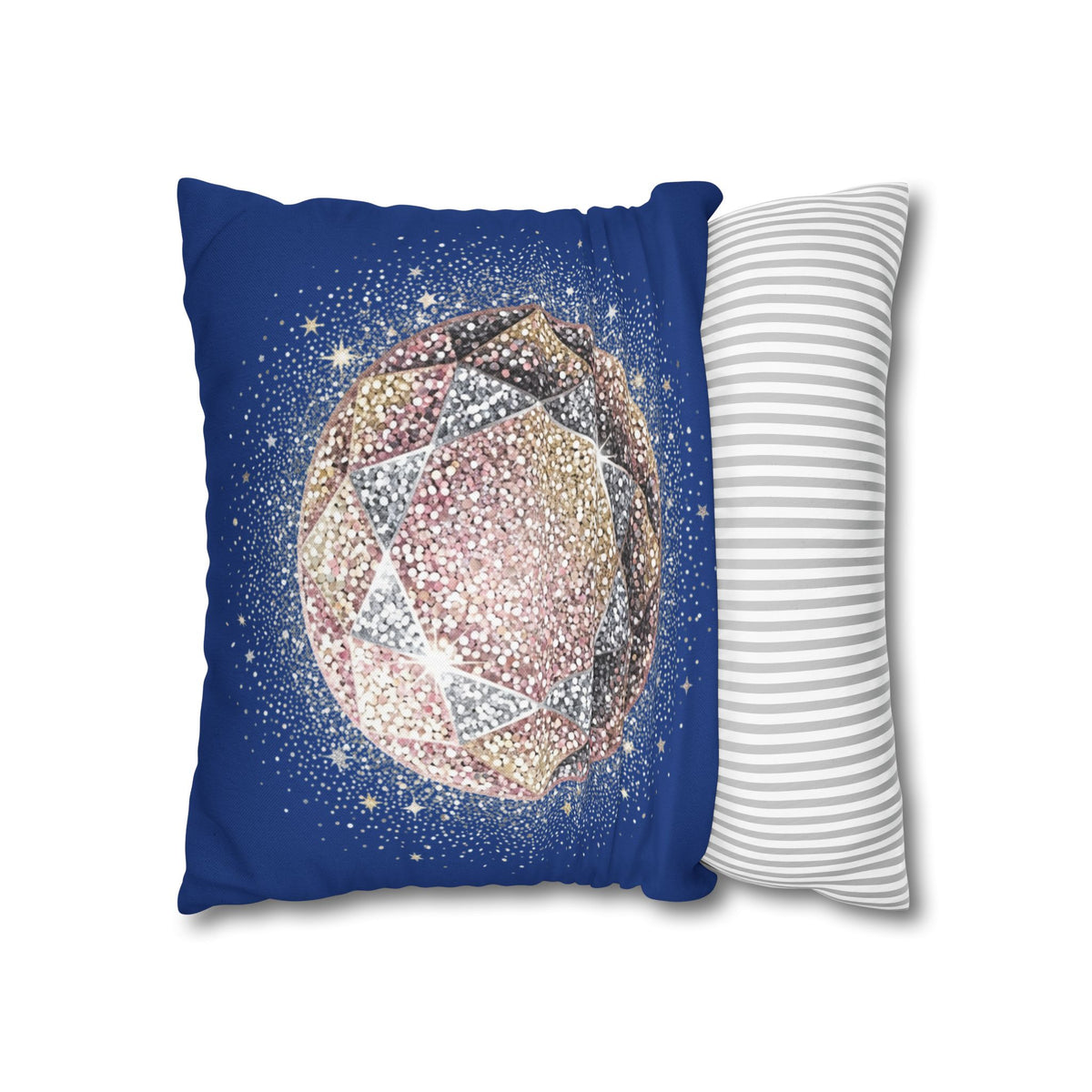 Glittery Navy Spun Polyester Square Pillowcase
